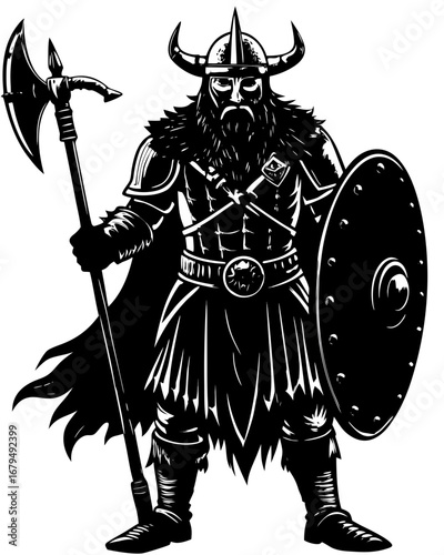 Fierce Viking Warrior Silhouette