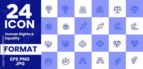 Human Rights and Equality Icons Set. Diversity, Social Justice, and Inclusion Symbols.

