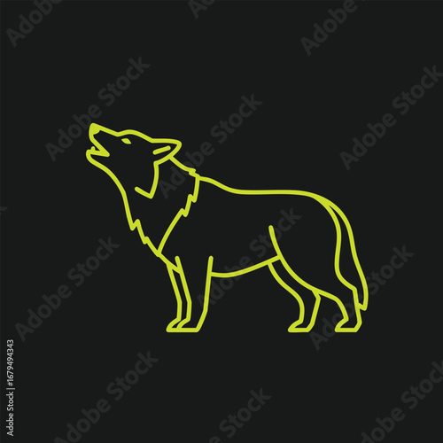 A neon outline of a howling wolf against a black background, symbolizing wilderness and nature's beauty