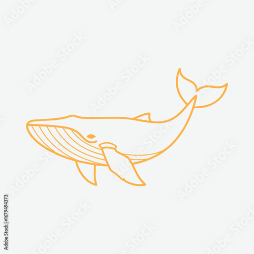 A minimalist illustration of a whale swimming gracefully, showcasing its majestic form against a simple background