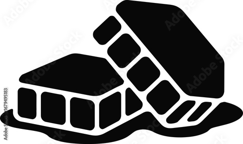 Melting ice cubes icon representing coldness and thawing