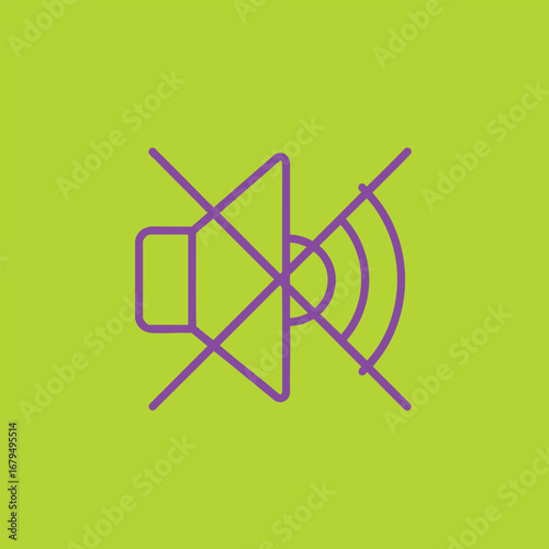A vibrant graphic design featuring a muted speaker icon with a prohibition symbol against a bright green background
