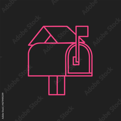 A minimalist illustration of a mailbox with a raised flag, set against a dark background, symbolizing communication and mail delivery