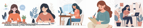 vector of woman writing