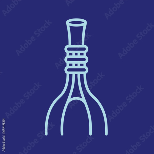 Abstract illustration of a bottle corkscrew on a blue background, symbolizing leisure and social gatherings