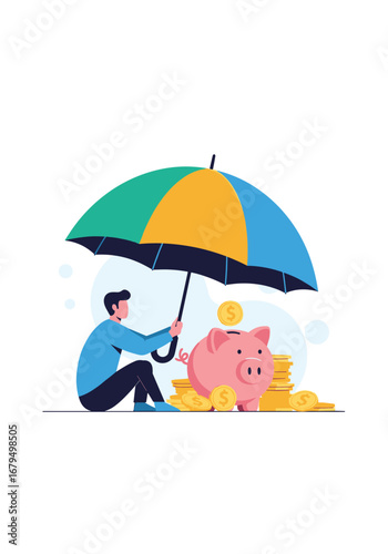 Protecting your savings securely under an umbrella from financial threats