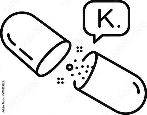 Open capsule with potassium symbol