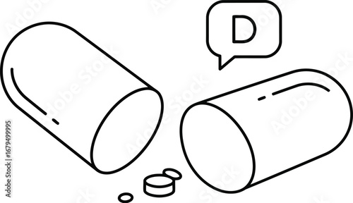 Open vitamin d capsule health supplement icon