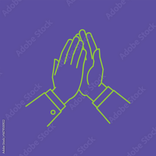 Two hands coming together in a high-five gesture against a vibrant blue background, symbolizing celebration and teamwork