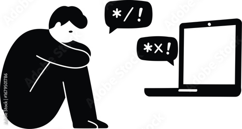 Cyberbullying victim sad teenager facing online harassment