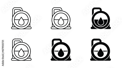 Vector art of oil can with gauge, representing lubricant fluid for engine, motor, vehicle, and machine