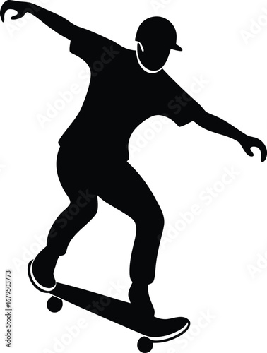 Silhouette of a skateboarder performing a trick