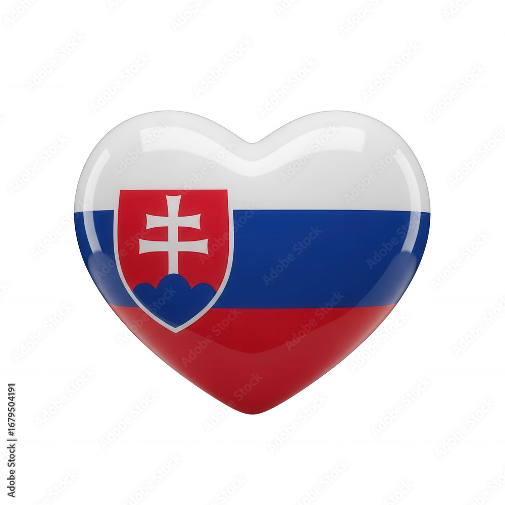 Obraz premium Slovakian flag heart symbol isolated on transparent background