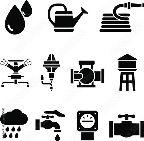 Collection of technology and security icons for digital use