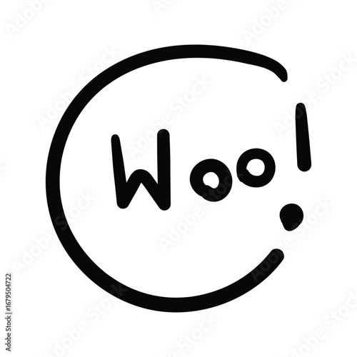 Hand drawn woo text element icon outline style vector illustration design