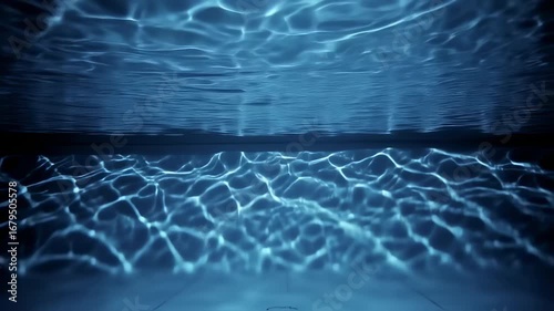 Captivating underwater visuals: Mesmerizing light patterns dancing beneath the serene surface,