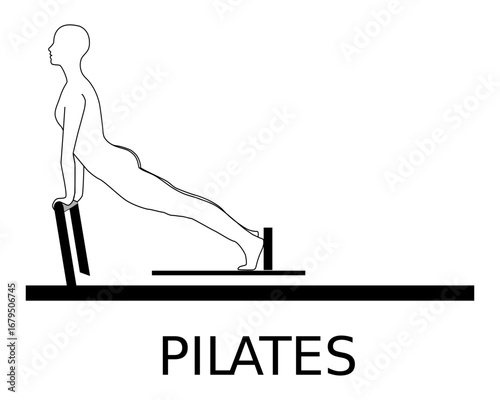 Pilates business icon, silhouette of a training exercise