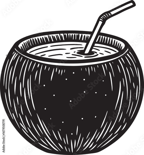 Black And White Coconut Drink Illustration beverage