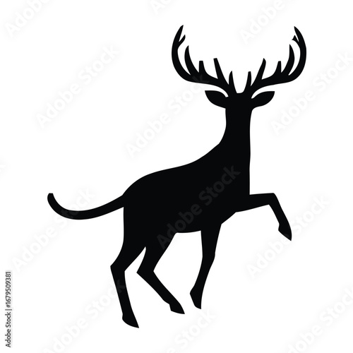 Black silhouette of a stag with antlers deer animal