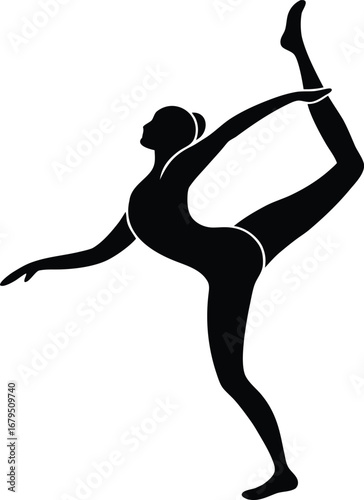 Silhouette of a graceful dancer in a challenging yoga pose