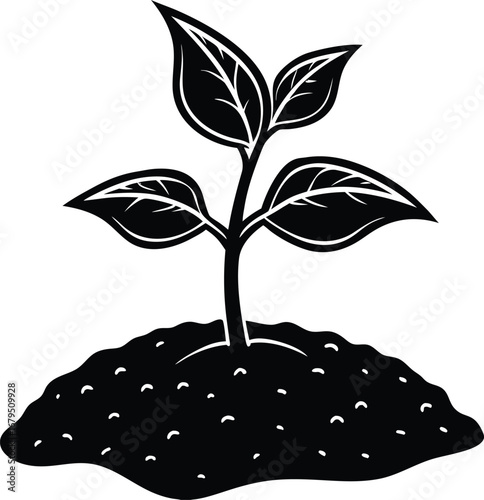Vector illustration of a growing tree with roots, symbolizing new life and nature's growth