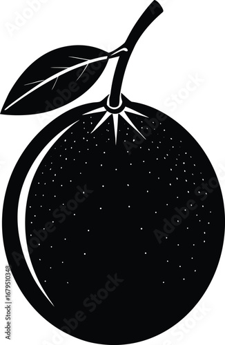 Vector illustration of an apple and an orange fruit with green leaves