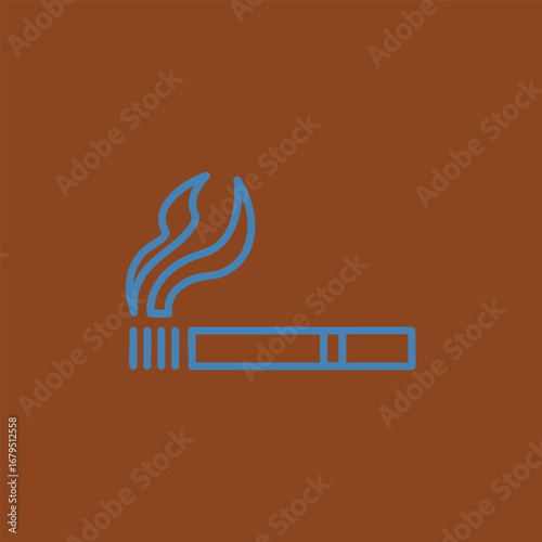 A stylized illustration of a lit cigarette with smoke rising, set against a solid brown background, symbolizing smoking culture