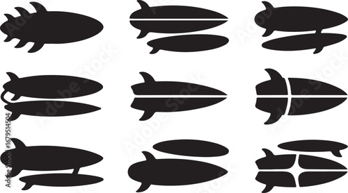 Surfboard Vector Illustration Set for Water Sport and Summer Recreation Activity
