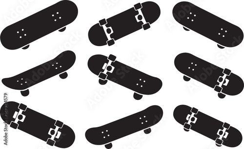 Skateboard Vector Illustration Set for Street Sport and Urban Recreation Activity
