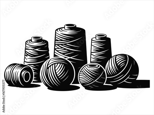 Spools yarn balls thread sewing