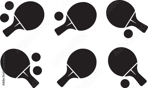 Table Tennis Paddles and Balls Pattern on Transparent Background for Sport Theme