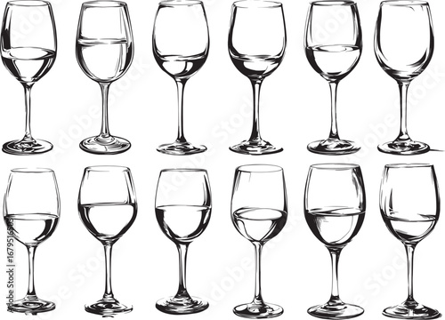 Elegant Wine Glass Silhouette Clipart