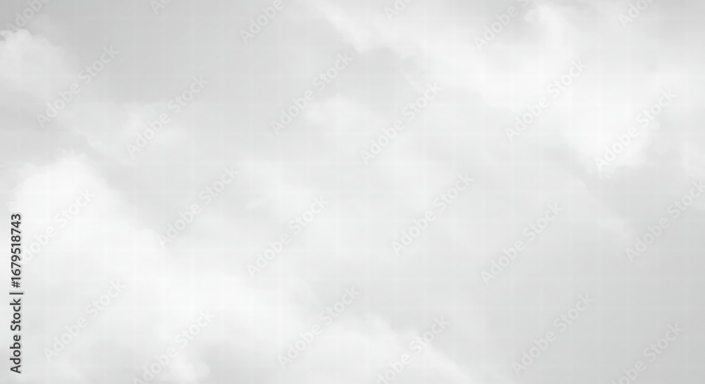 Fototapeta premium Overcast Sky with Fluffy White Clouds, Minimalist Background, Neutral and Calm Atmosphere.