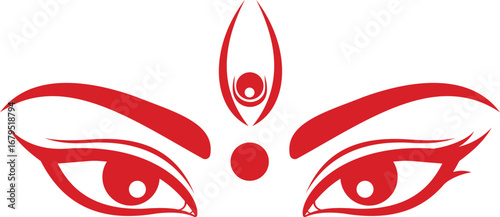Illustration of Durga Maa's eyes and third eye isolated  background