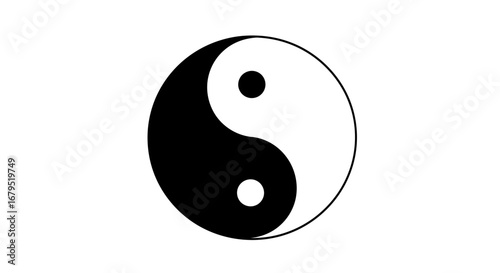Classic yin yang symbol representing balance harmony and duality in a simple black and white design