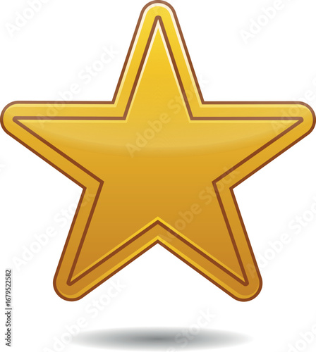 Gold star. Golden Christmas star isolated on white background. Nice illustration of a 3d look Gold star on white background. Star vector collection.