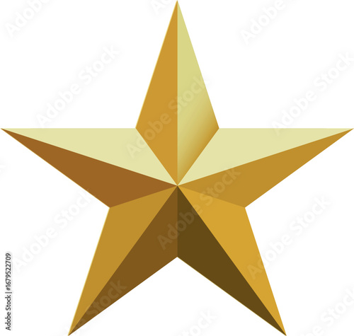 Gold star. Golden Christmas star isolated on white background. Nice illustration of a 3d look Gold star on white background. Star vector collection.