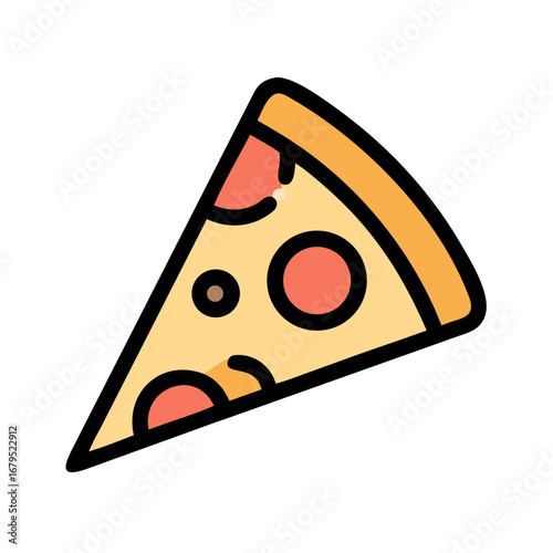 Pizza slice icon for restaurant and cafe logo design