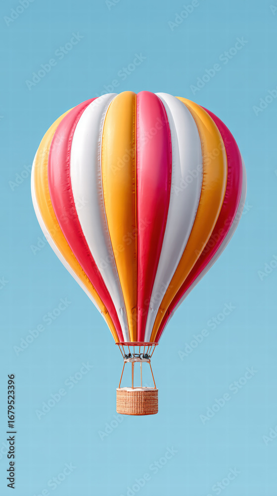 Fototapeta premium Colorful hot air balloon balloon sky basket vertical composition pastel background