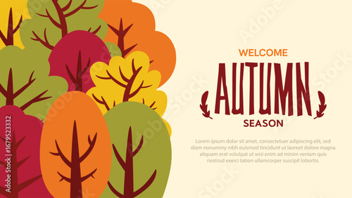 Autumn Banner with Colorful Seasonal Trees Vector. Perfect for seasonal promotions, posters, invitations, and backgrounds.