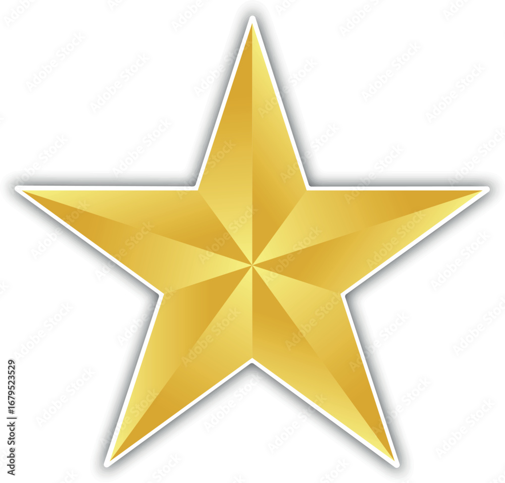 Obraz premium Gold star. Golden Christmas star isolated on white background. Nice illustration of a 3d look Gold star on white background. Star vector collection.