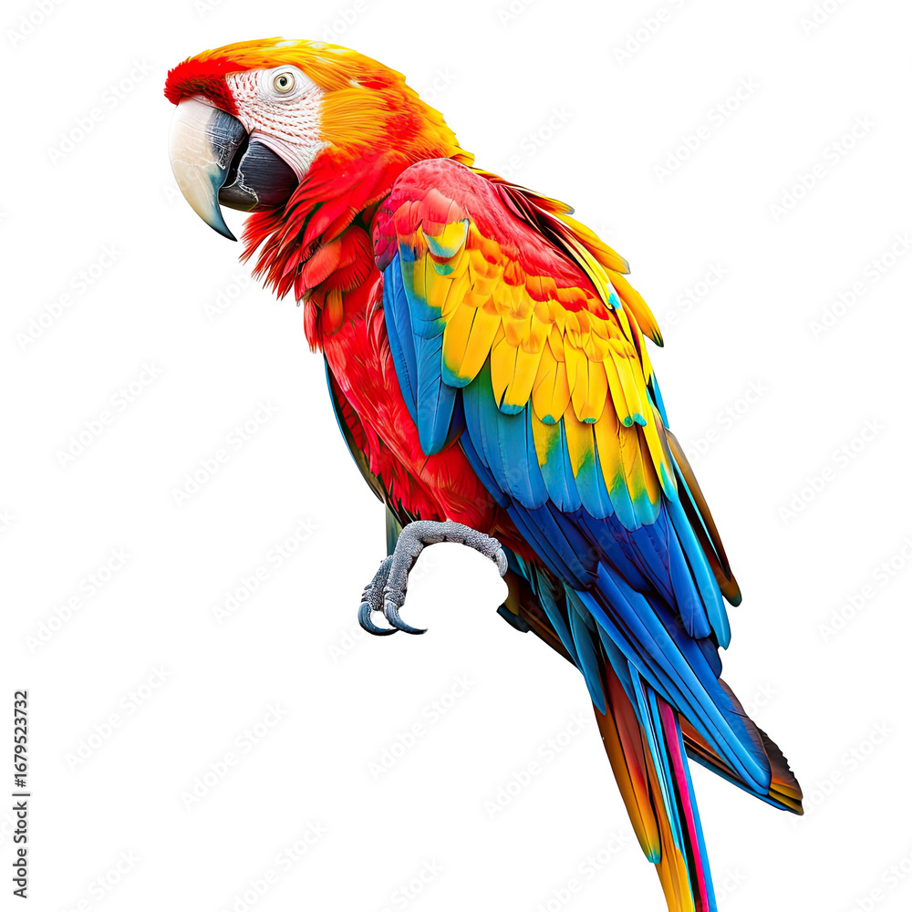 Fototapeta premium Colorful Parrot Perching on Branch, Tropical Location