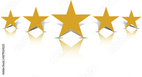 Gold star. Golden Christmas star isolated on white background. Nice illustration of a 3d look Gold star on white background. Star vector collection.