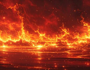 Crédence de cuisine Bordeaux Fiery landscape of orange and red flames  © Kulit