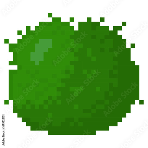 Pixel art green summer bush isolated on white background as design element.