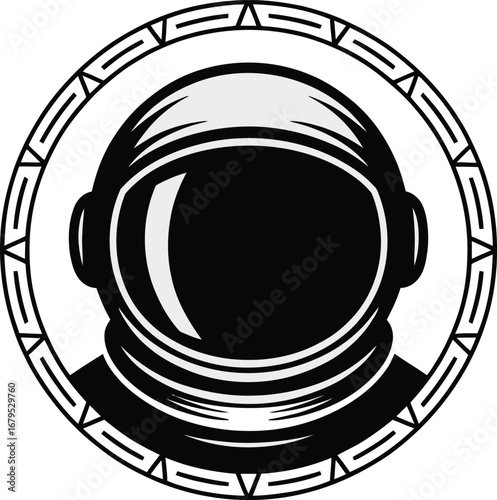 Abstract Astronaut Helmet Icon Symbolizing Space Exploration, Scientific Research, and the Boundless Curiosity of the Human Spirit