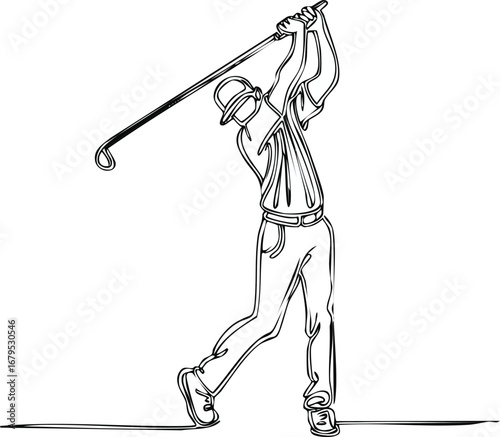 Golfer swinging club during a game sport