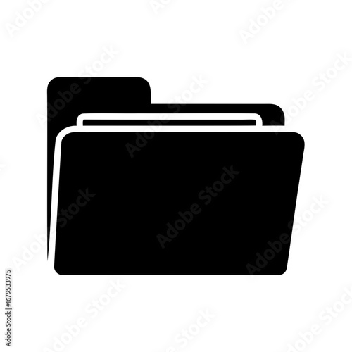 Black folder icon representing digital files and documentation management system
