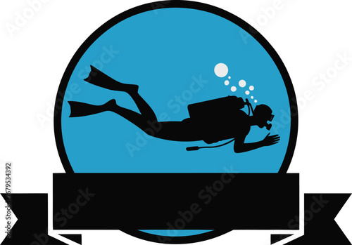 Scuba Diving Adventure in Ocean Depths with Marine Life and Underwater Exploration Illustration Design