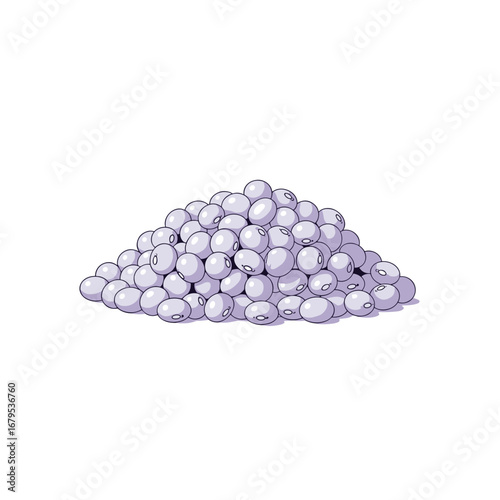 Pile of fresh white beans on a white background